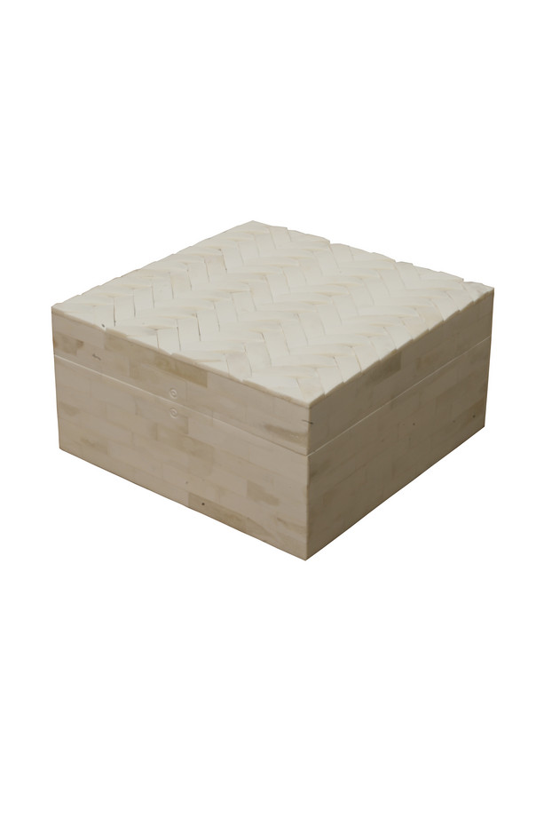 [384MN392] CAJA CUADRADA MD. HUESO NATURAL ESPIGA