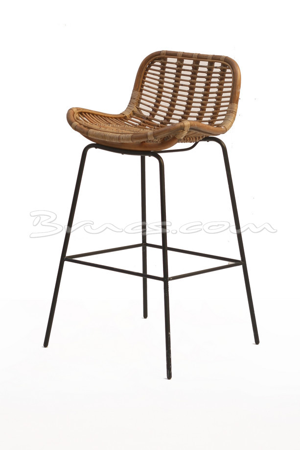 [514BA090] TABURETE LUCAS HIERRO Y RATTAN ANTIQUE