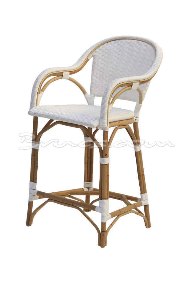 [514BA091] TABURETE LEGAZPI RATTAN Y TEJIDO SINTÉTICO BLANCO