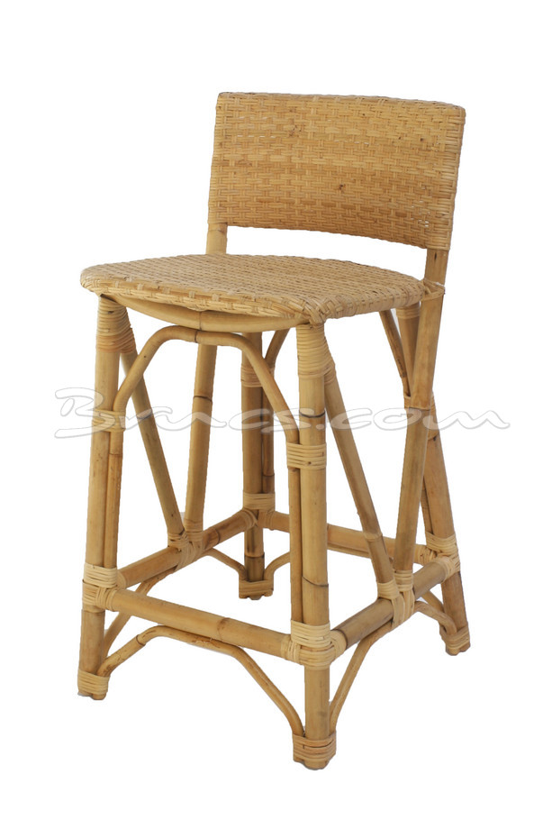 TABURETE ELGON RATTAN Y TEJIDO NATURAL