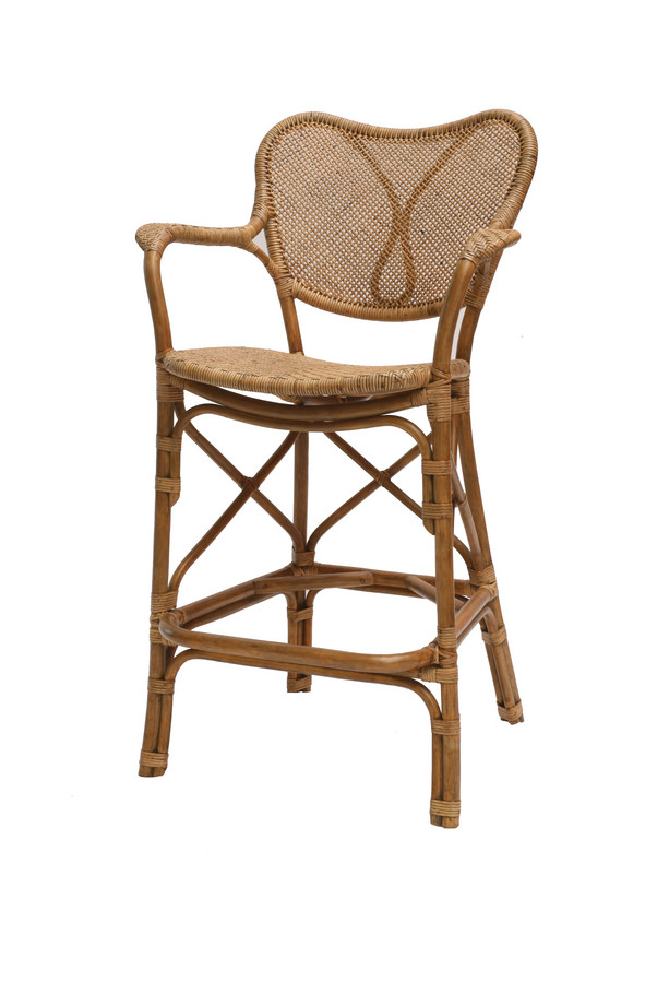 [514BA188] TABURETE CON BRAZOS ATLAS RATTAN ANTIQUE