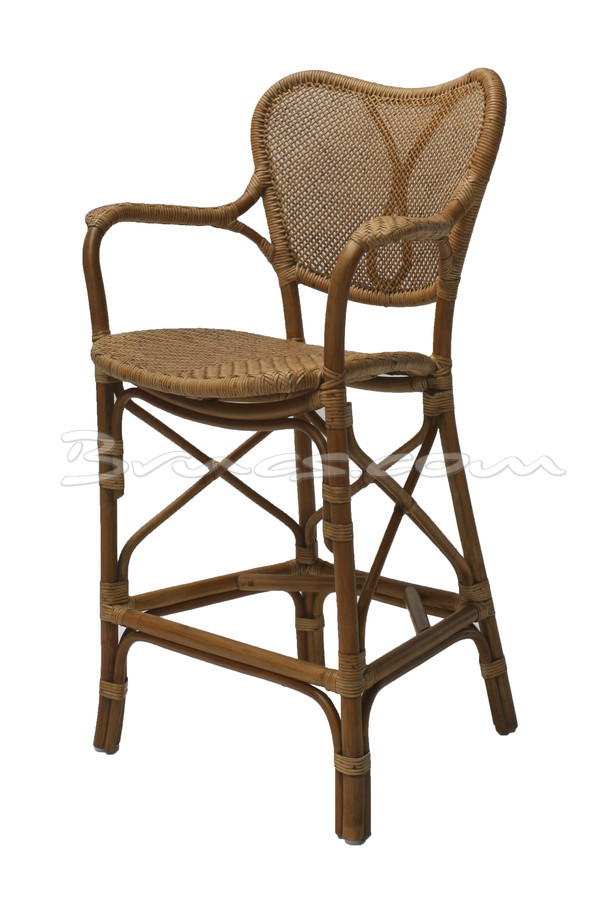 [514BA193] TABURETE CON BRAZOS ATLAS RATTAN ANTIQUE
