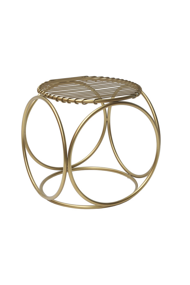 [616ND006] TABURETE CUBO HIERRO DORADO REJILLA