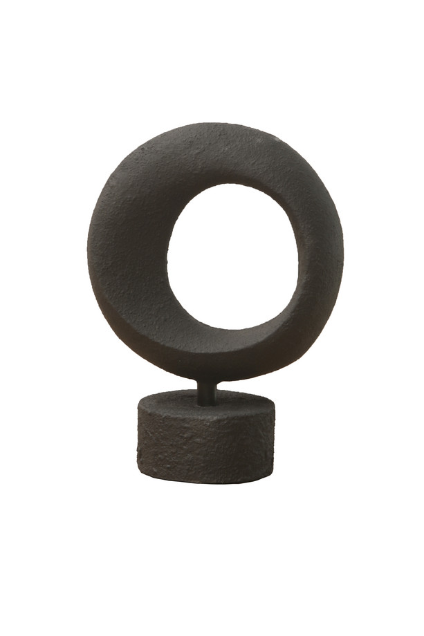 FIGURA ANILLO CERÁMICA NEGRO CON PEDESTAL