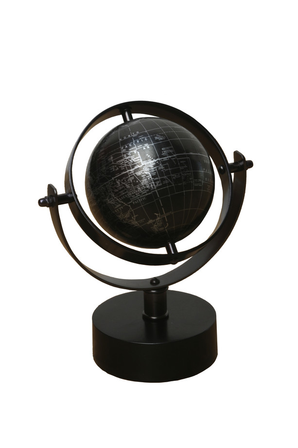 [431TK274] GLOBO TERRAQUEO ALUMINIO Y BASE DE MADERA