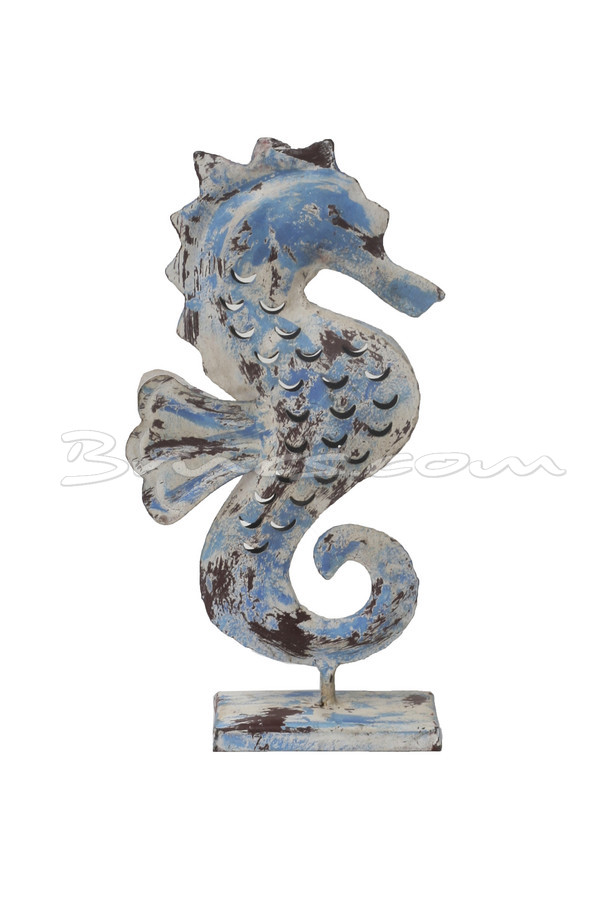 [536ML101] PEDESTAL CABALLITO DE MAR MEDIANO BEIGE AZUL META