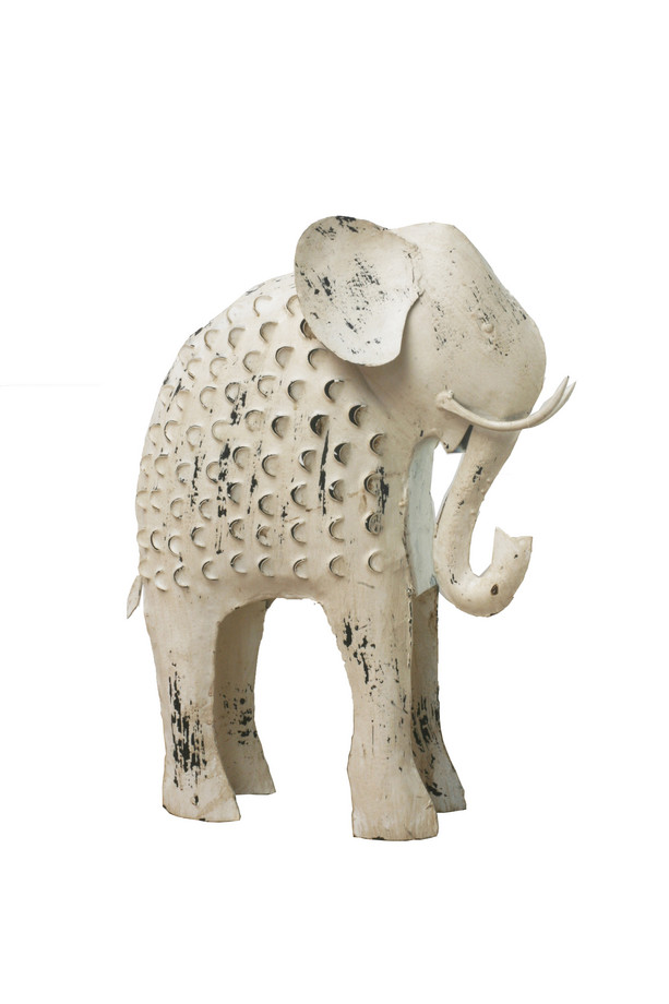 ELEFANTE PEQUEÑO HIERRO BEIG ANTIGUO