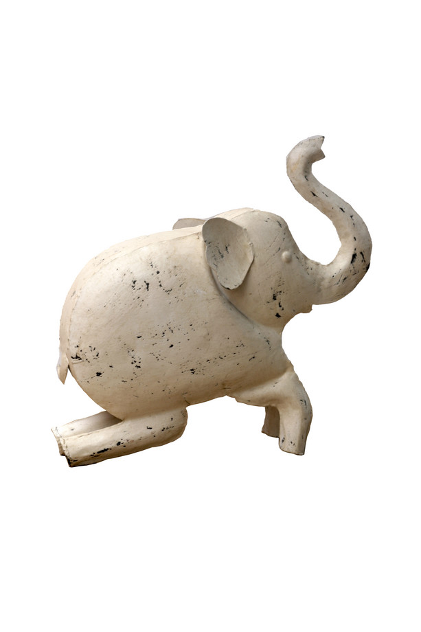 [536ML116] ELEFANTE HIERRO BLANCO DECAPADO