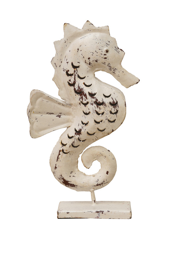 [536ML126] PEDESTAL CABALLITO DE MAR MD. METAL BEIGE-MARRON