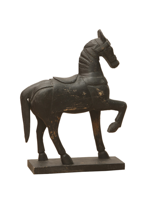 [536ML148] CABALLO MADERA NEGRO CON PEANA