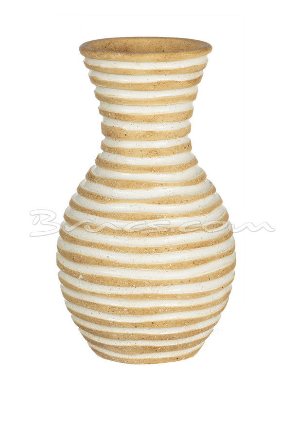 [399CA132] JARRÓN ONDAS CERÁMICA BEIG