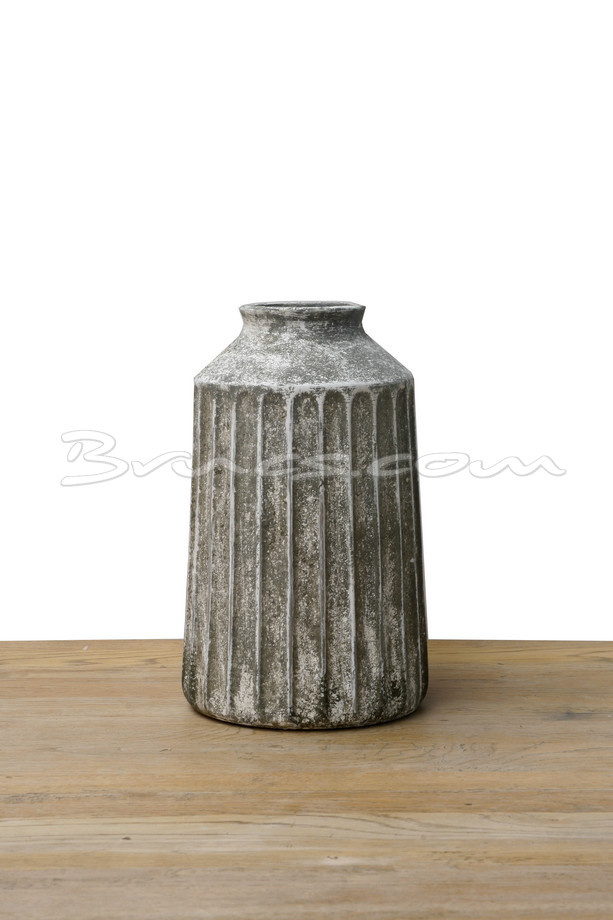 [555CF042] JARRÓN RAYADO GR. CERÁMICA GRIS ANTIGUO