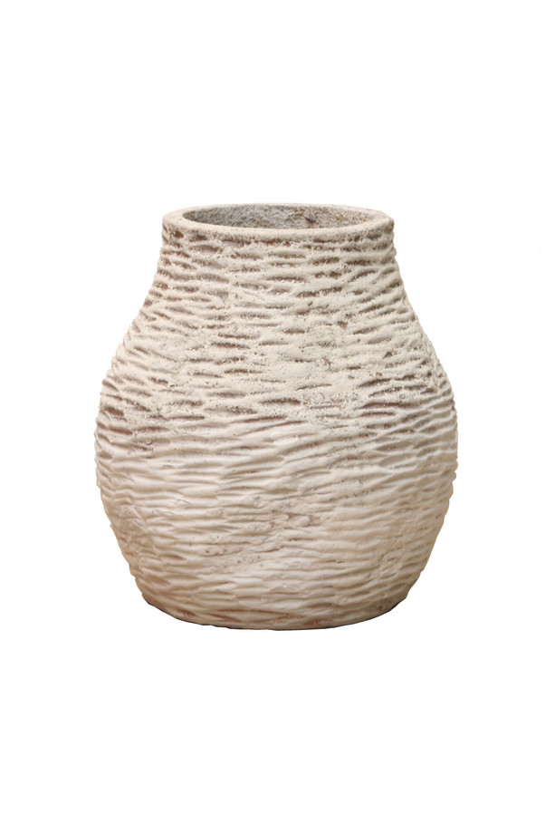 [651EL004] JARRÓN TERRACOTA GRIS-BLANCO