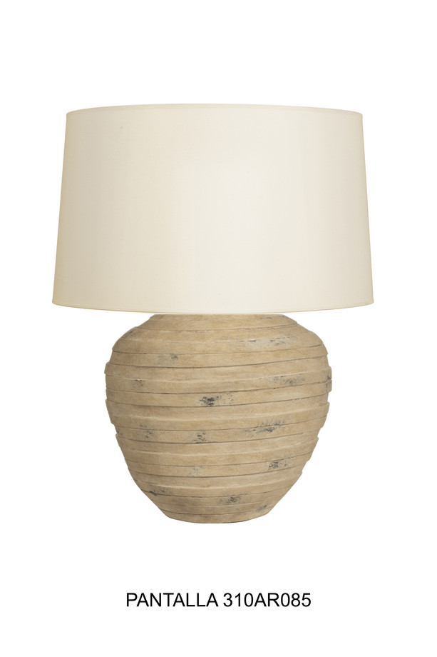 LÁMPARA BORSI CERÁMICA RAYADA BEIGE DECAP. SIN PA