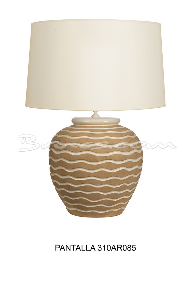 [399CA187] LÁMPARA CERÁMICA ONDAS BLANCO Y BEIGE SIN PANTALL