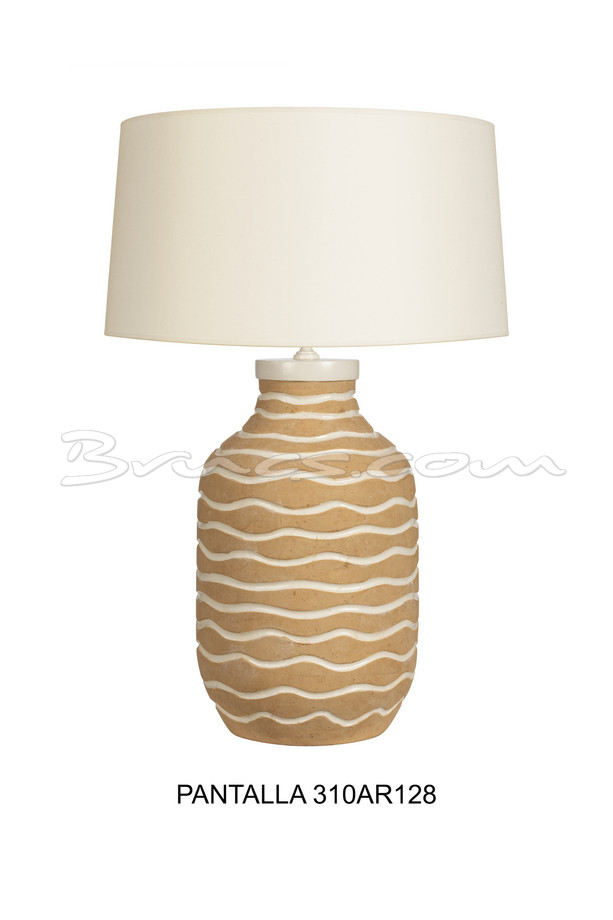 [399CA188] LÁMPARA CERÁMICA ONDAS BLANCO Y BEIGE SIN PANTALL