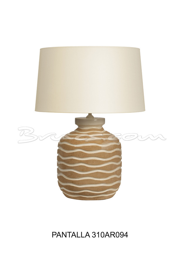 [399CA189] LÁMPARA CERÁMICA ONDAS BLANCO Y BEIGE SIN PANTALL