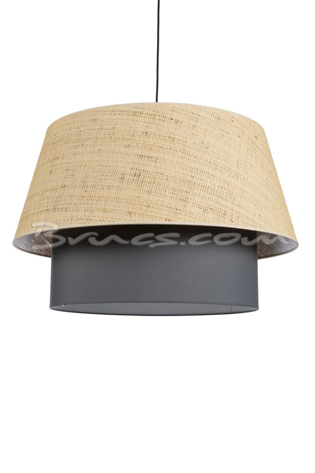 [310AR108] LÁMPARA DOBLE CILINDER RAFIA-2  EXT. Y COTONET INT