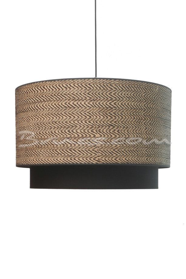 [310AR148] LÁMPARA DOBLE CILINDER RAFIA BLACK 152 Y COT.20 NG