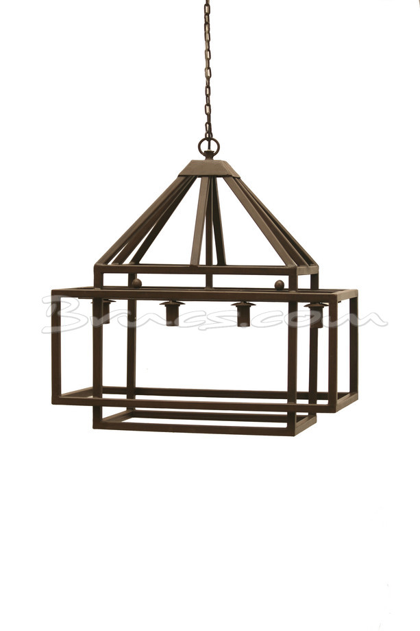 [575DH002] LÁMPARA  JAULA  RECTANGULAR HIERRO