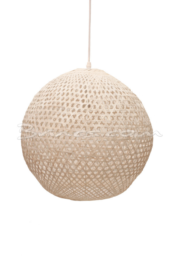 [598GY018] LÁMPARA TECHO GLOBE S BLANCA HIERRO Y BAMBÚ
