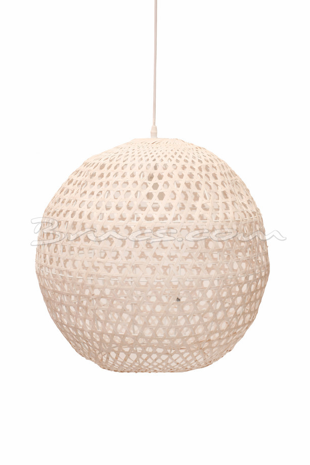 [598GY019] LÁMPARA TECHO GLOBE M BLANCO HIERRO Y BAMBÚ