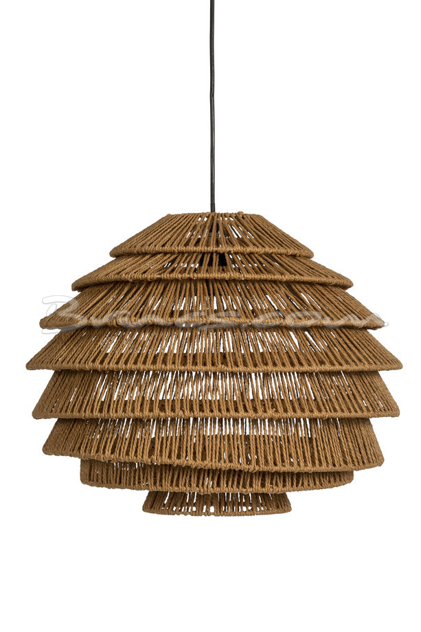 [598GY034] LÁMPARA TECHO ATENAS HIERRO-PAPEL NATURAL KHAKI