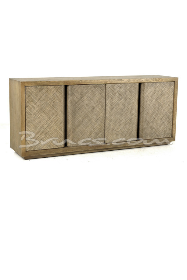[377WB1246] APARADOR VRISI ROBLE ANTIGUO Y RATTAN