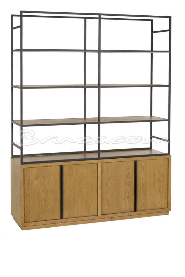 [620HH064] LIBRERÍA MOOR-L ROBLE Y HIERRO CON 4 PUERTAS