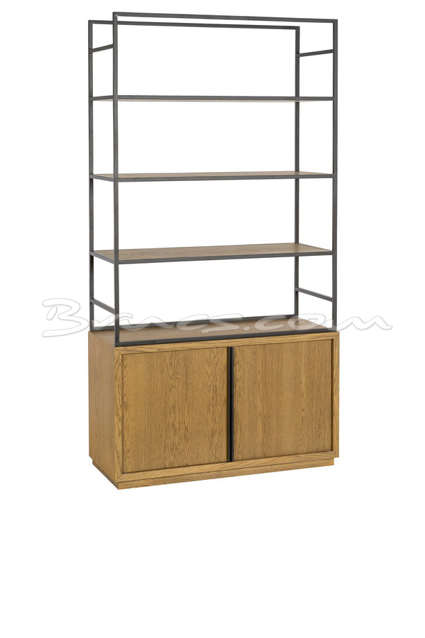 [620HH065] LIBRERÍA MOOR-S ROBLE Y HIERRO CON 2 PUERTAS