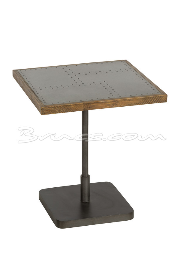 [377WB1167] MESA AUX. BAJA RAMOND HIERRO GALVANIZADO Y PINO