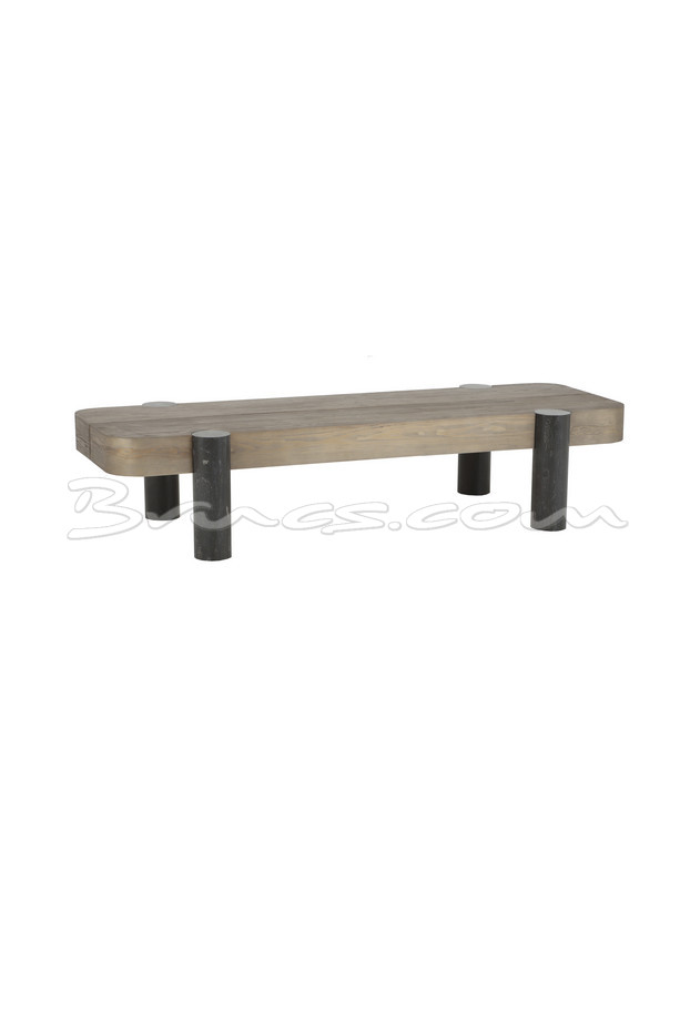 [377WB1298] MESA CENTRO TETIAROA ROBLE Y PIEDRA NEGRA