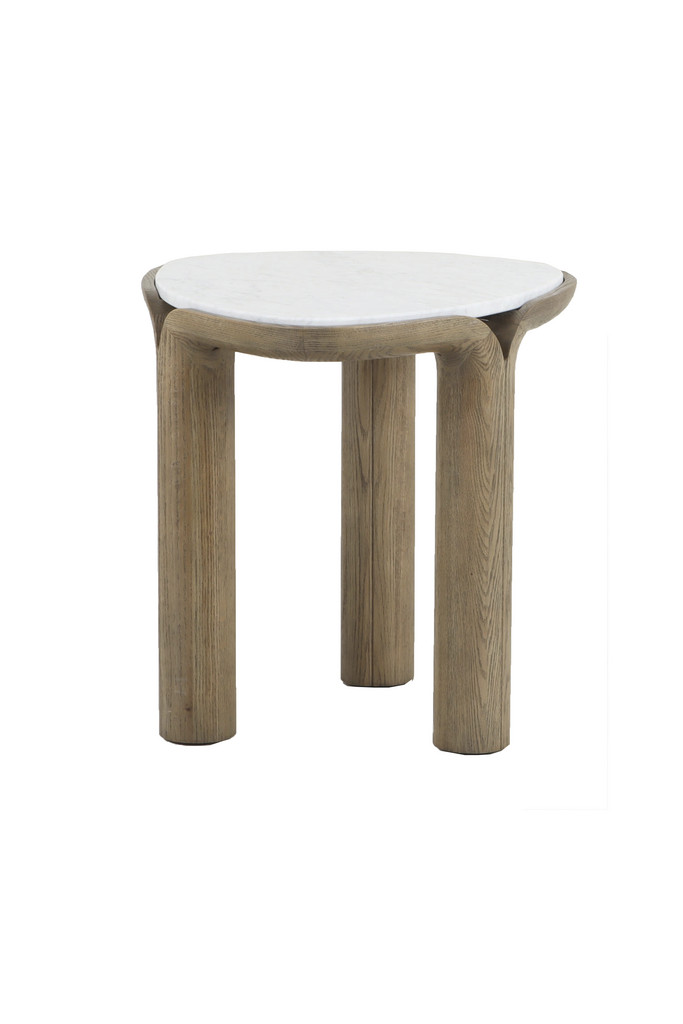 [377WB1351] MESA RINCÓN MARRAH ROBLE Y MÁRMOL CARRARA