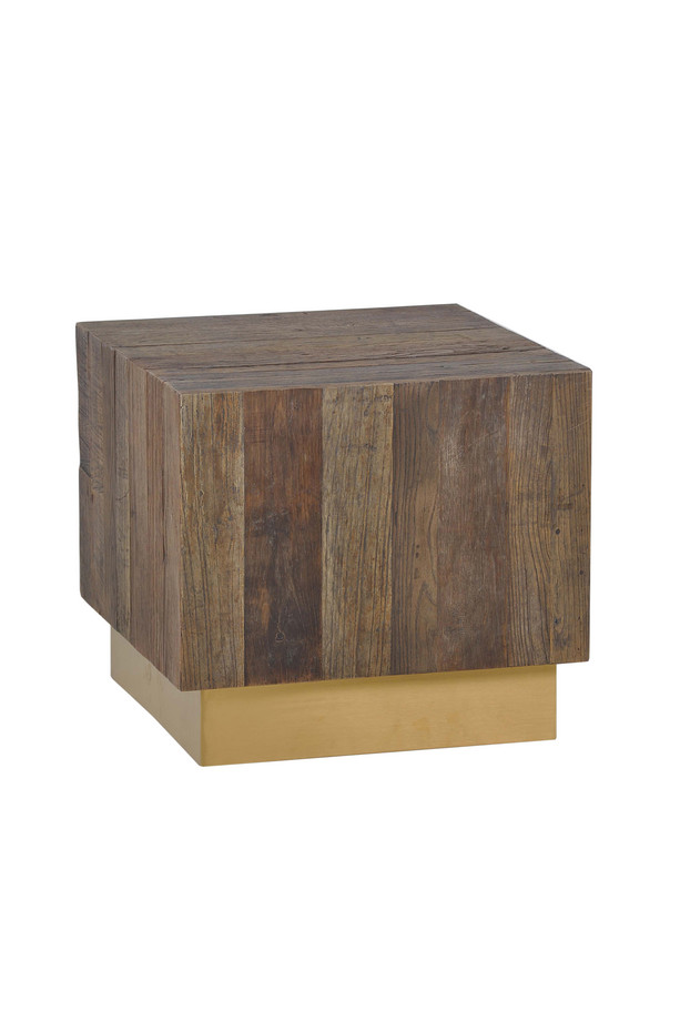 [377WB808] MESA AUXILIAR CUBE OLMO Y LATÓN