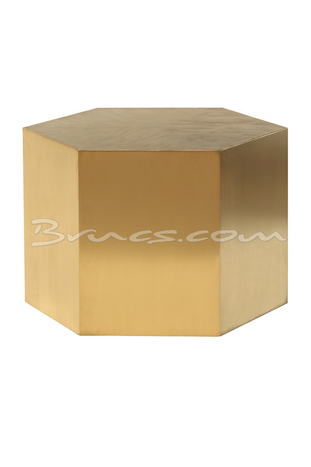 [377WB869] MESA AUXILIAR HEXAGONAL ROSS PQ. ROBLE Y LATÓN