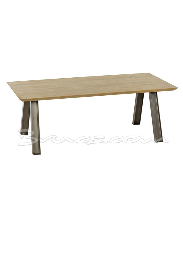 [377WB1013] MESA COMEDOR MADEIRA ROBLE Y HIERRO