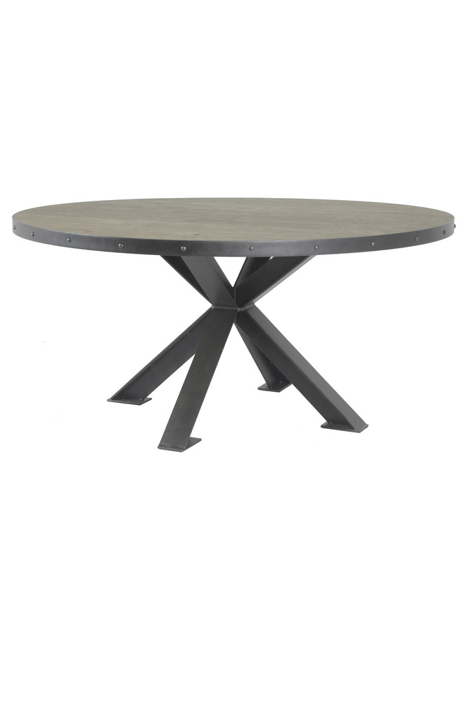[377WB1051] MESA COMEDOR TIBET PINO NATURAL Y HIERRO L