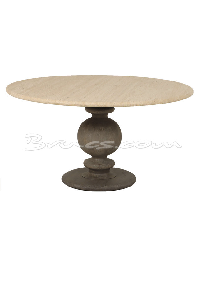 [377WB1395] MESA COMEDOR RORAIMA TRAVERTINO Y ROBLE GRIS