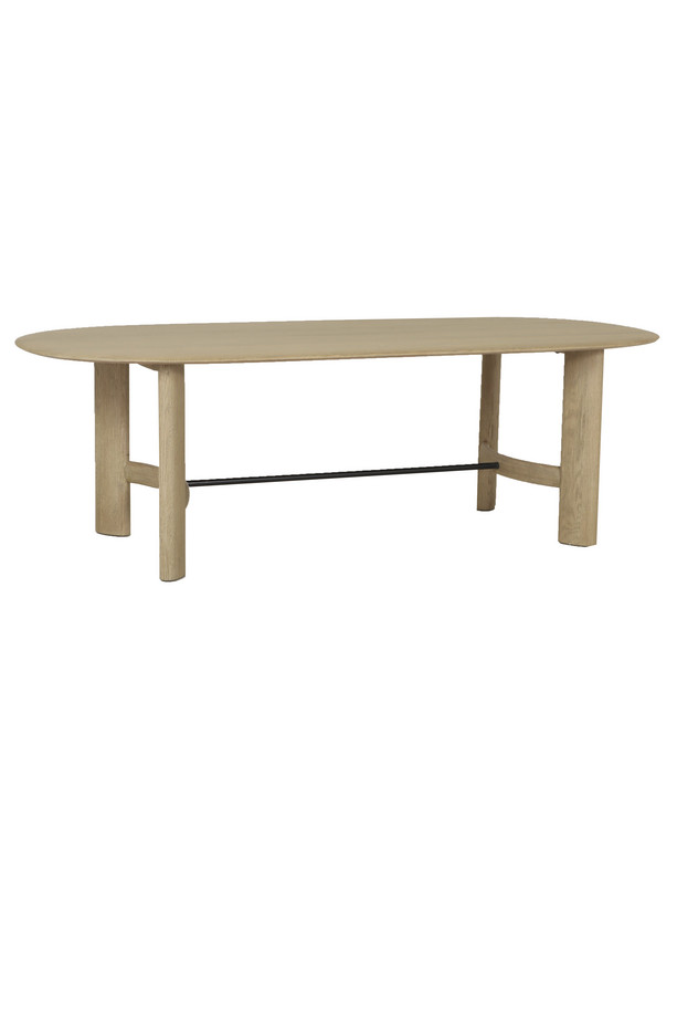 [377WB1417] MESA COMEDOR SUMAKA OVALADA ROBLE NATURAL Y HIERRO