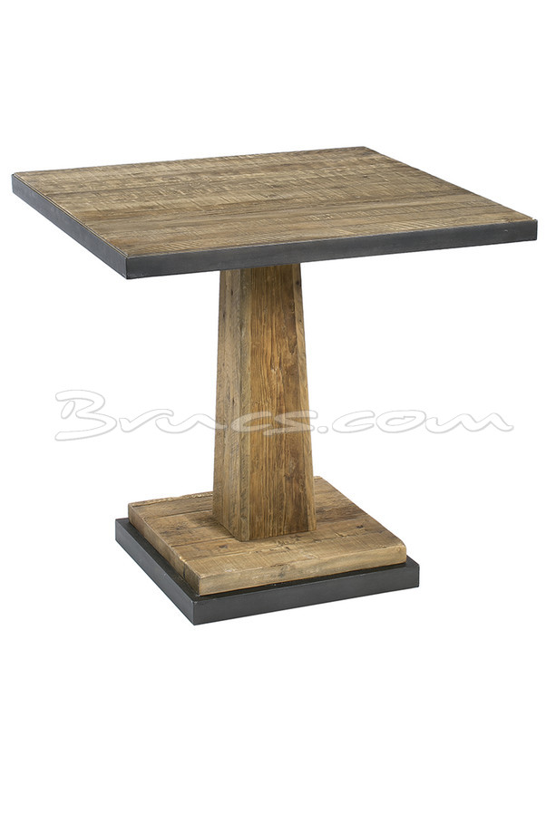[377WB442] MESA COMEDOR LEEDS CUADRADA  PINO Y HIERRO