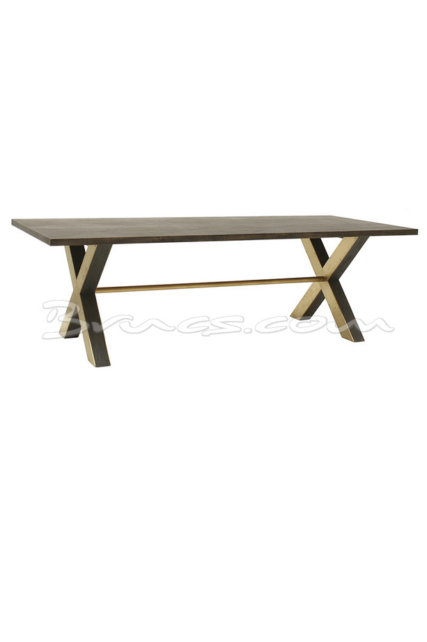 [377WB871] MESA COMEDOR FRASER ROBLE Y HIERRO DORADO