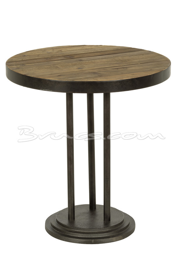[377WB875] MESA COMEDOR TIPING REDONDA PINO Y HIERRO