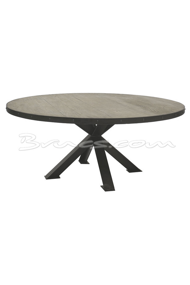 [377WB901] MESA COMEDOR TIBET PINO NATURAL Y HIERRO XL