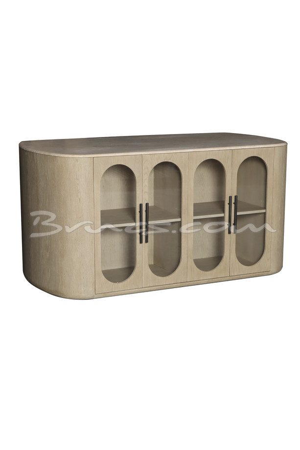 [377WB1426] MOSTRADOR-ISLA MACEDON TRAVERTINO Y ROBLE NATURAL