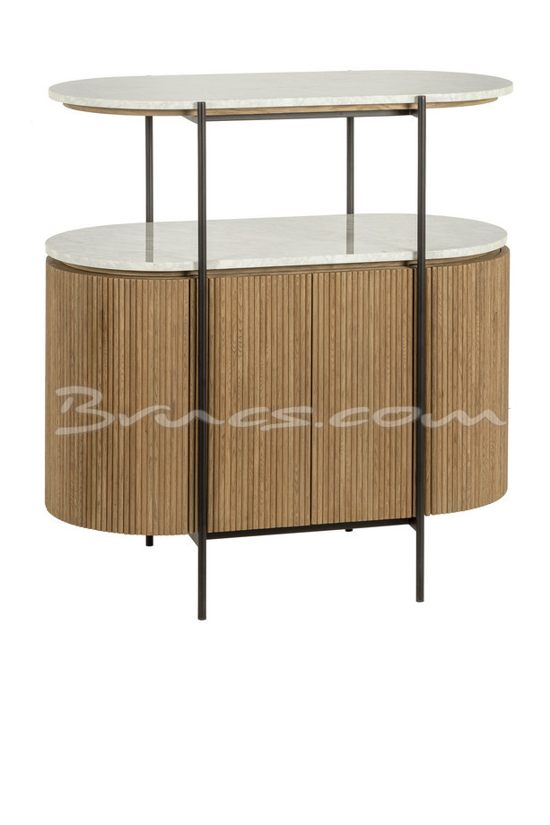[620HH085] MOSTRADOR CHAIN ROBLE, MARMOLINA Y HIERRO 4 PUERTA