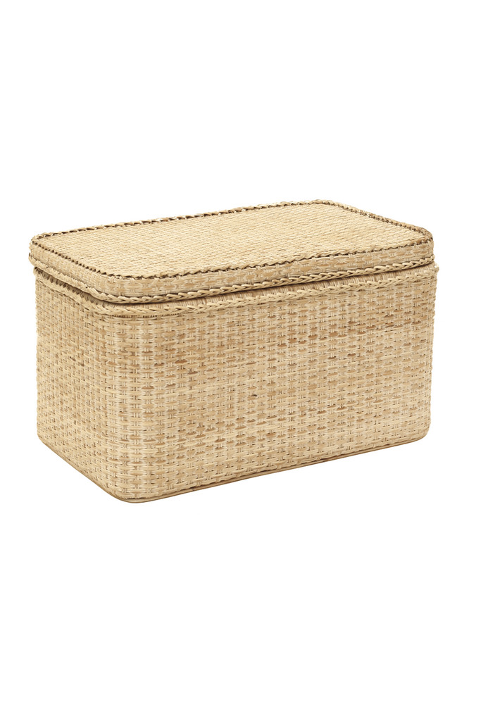 [237MV283] BAUL FOSSE RECT. GR. RATTAN BLANCO DECAPADO C/BAND