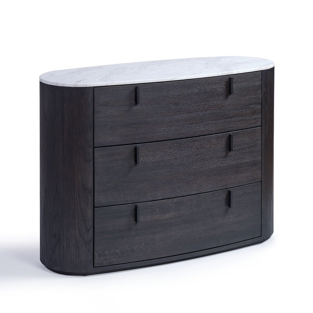 Cómoda ovalada roble black-brown 3 cajones