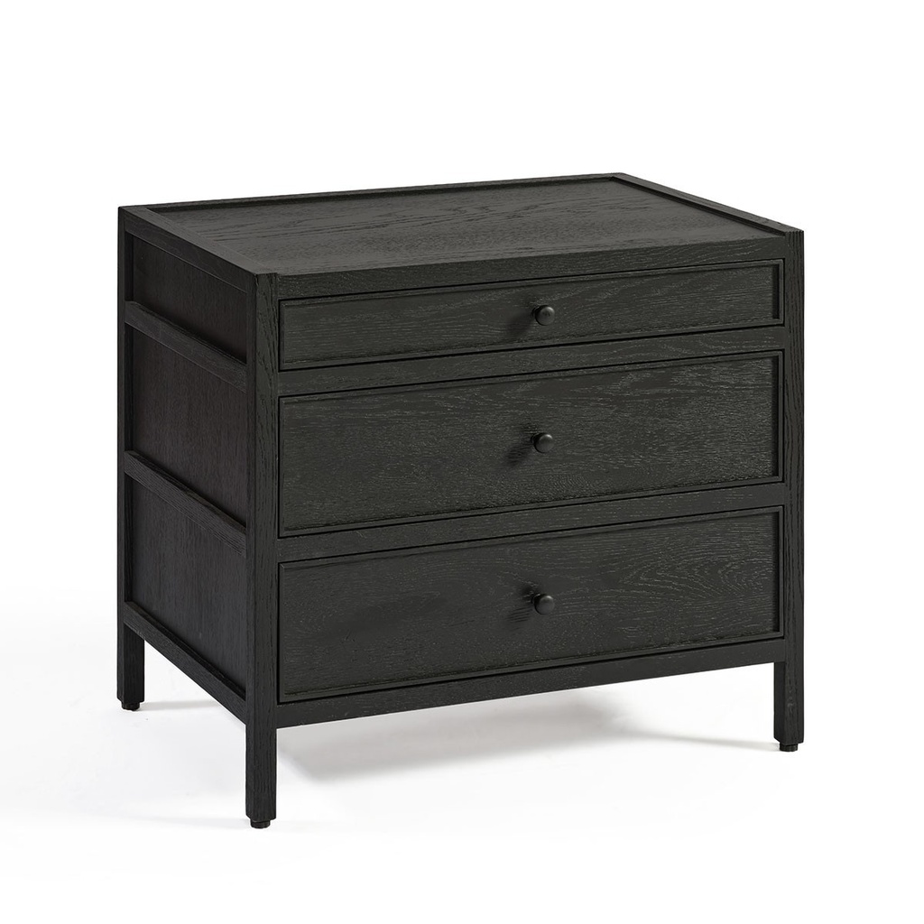 [MARIO-1-N] Cómoda de madera acbado roble negra con 3 cajones