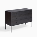 Cómoda acabado roble black-brown 3 cajones metal negro