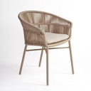 Silla de comedor exterior cuerda y asiento arena